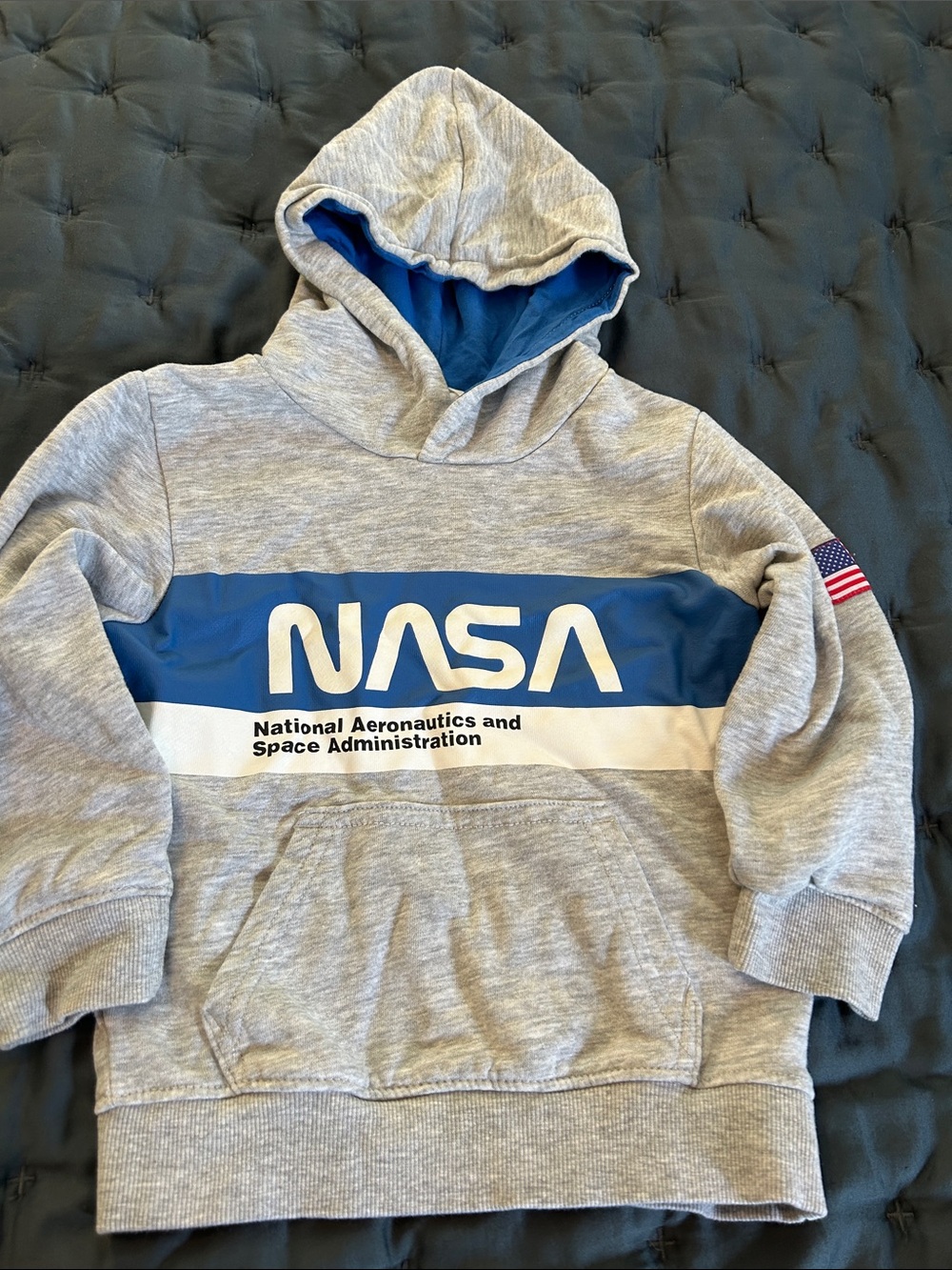 H&M Gray Hoodie with Blue and White NASA Logo